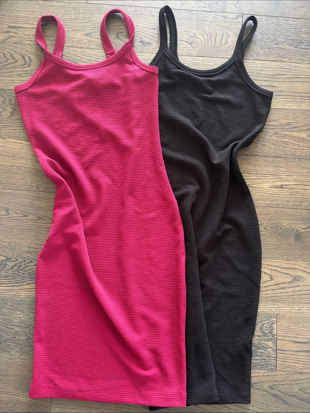 Dynamite 2 pack Spaghetti Strap Ribbed Midi Dress Small - Pink and Black